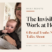 Overwhelmed mother surrounded by household tasks and mental load representing invisible domestic labour at home.