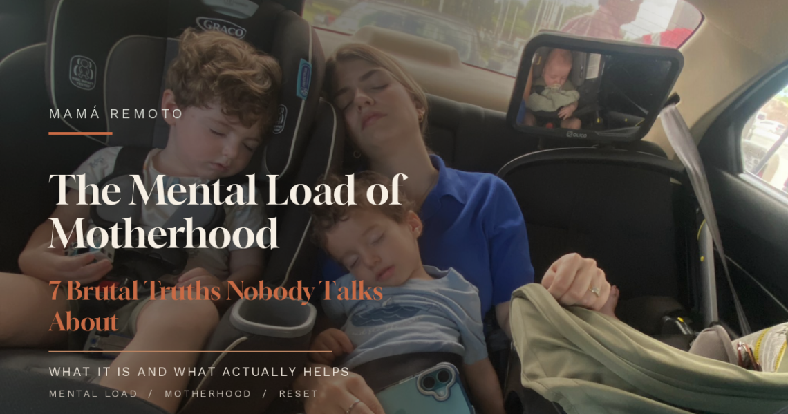 Exhausted mother sitting at a table with a mental checklist, illustrating the invisible mental load of motherhood