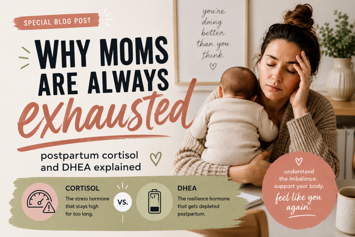 Why moms are always exhausted — postpartum cortisol and DHEA explained