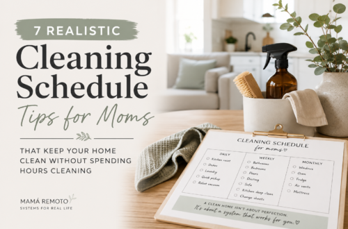 Cleaning schedule for moms with daily weekly and monthly cleaning checklist in a modern family home