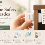 Home safety upgrades for families with babies, featuring magnetic cabinet locks, window locks, outlet covers, corner protectors, and a room-by-room childproofing checklist.