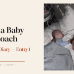 Sleep-deprived mom resting on the couch while her children play nearby during the morning before working with a baby sleep coach.