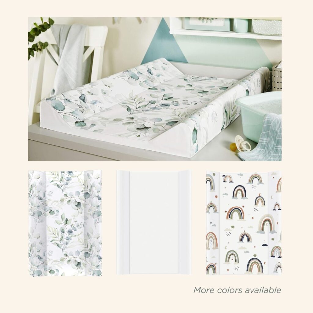 Rotho Babydesign wedge changing mat with waterproof surface for easy cleaning.