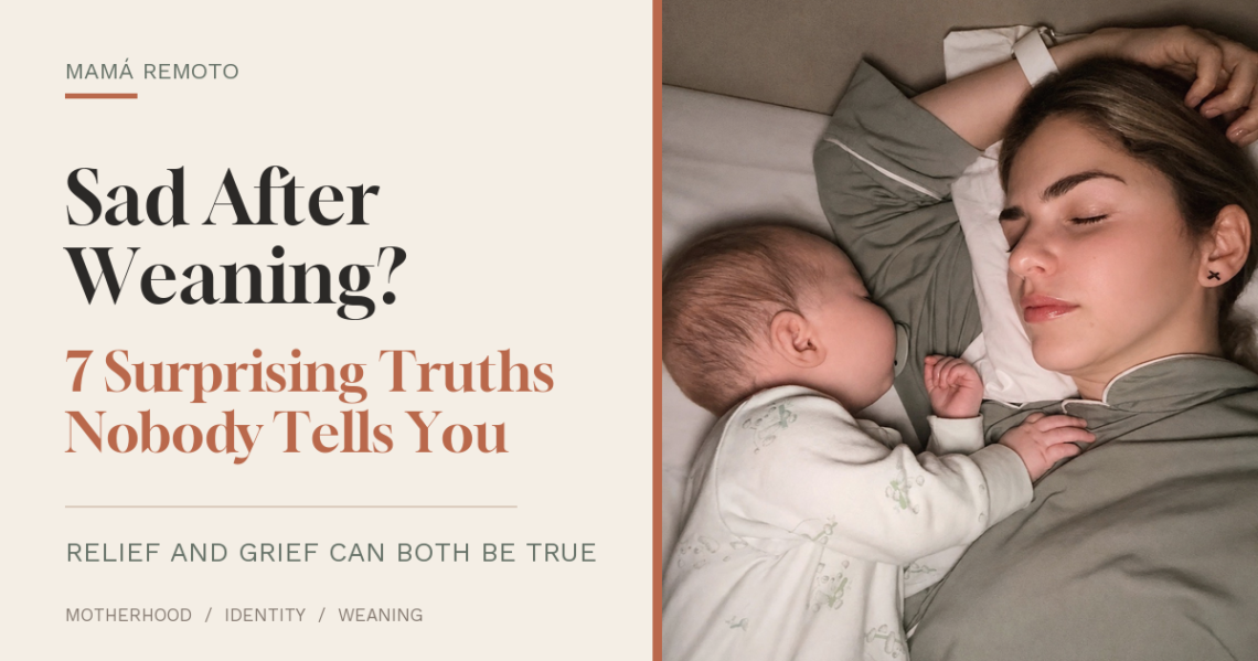 woman resting with her baby while coping with sadness after weaning
