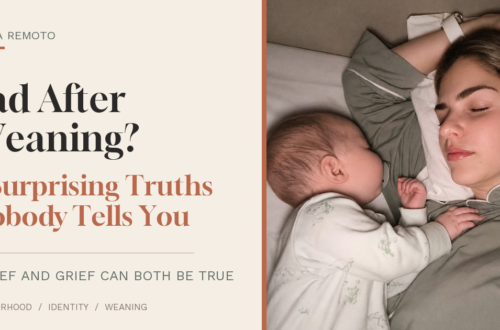 woman resting with her baby while coping with sadness after weaning