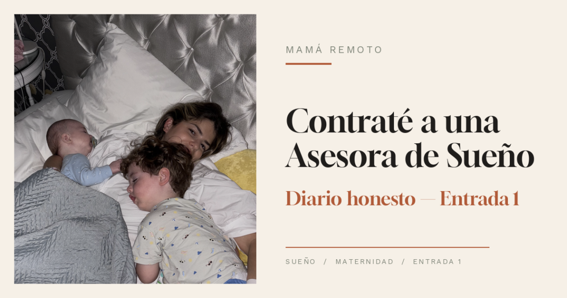 Estefani durmiendo junto a sus hijos durante el proceso con la asesora de sueño infantil.